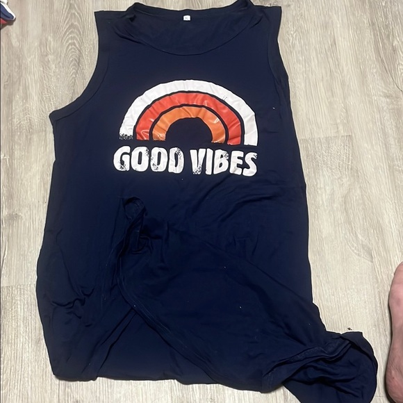 Navy Tank Maternity Dress with Rainbow Graphic - Picture 1 of 1